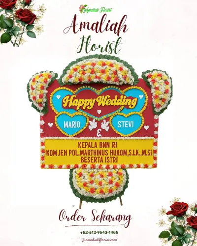 Karangan Papan Bunga Pernikahan di Tumpeng